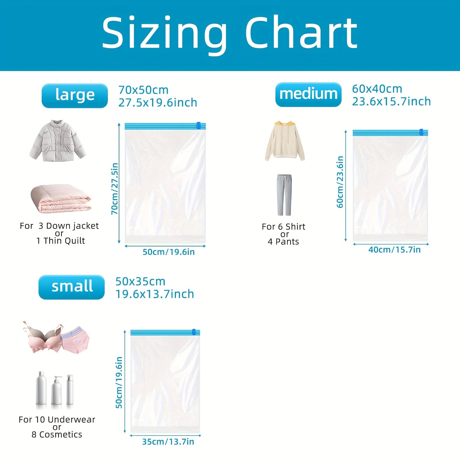 8pcs Vacuum Compression Storage Bags Transparent Sealed Moving Bags