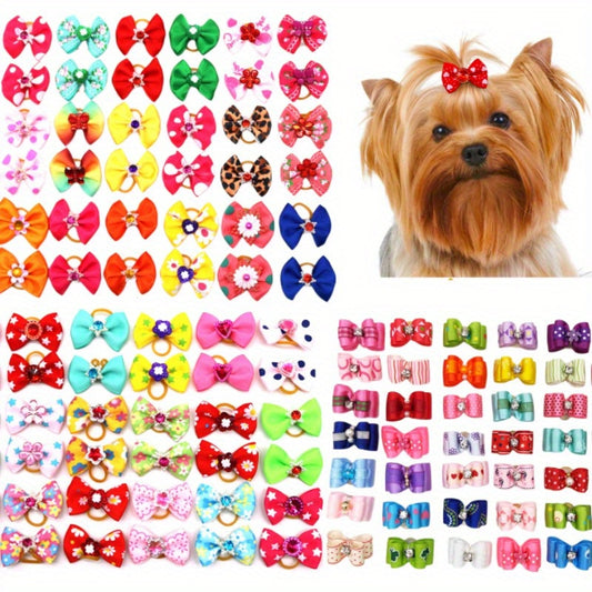 10pcs Pet Headflower Bow Layered Dog Ornaments and Cat Accessories