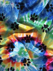 Men's Tie Dye & Paw Print T-Shirt Active Stretch Breathable Tee