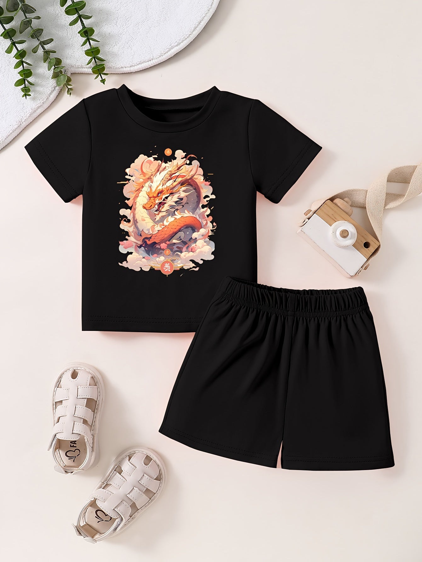 Toddler Kid 2pcs Bottoming Set Short Sleeve T shirt & Matching Shorts