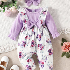Baby Girls Animal Print Romper with Headband