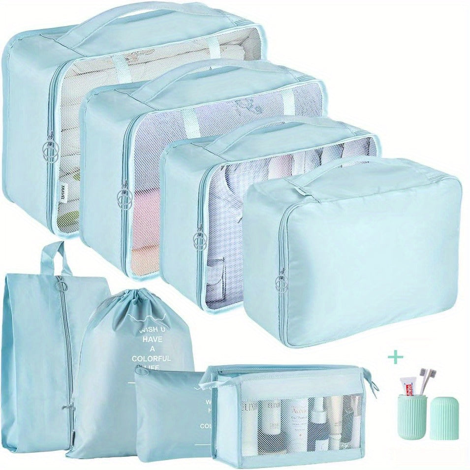 9 Pcs Travel Luggage Bag Sets, Dustproof Lightweight Organizers