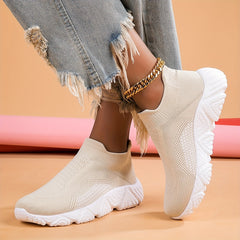 Women's Breathable Knit Sneakers Lightweight Slip On Shoes