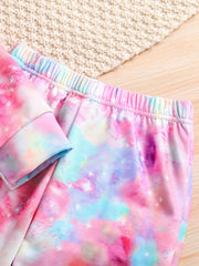 Girl's Tie Dye Unicorn Print 2pcs Set for Spring Fall