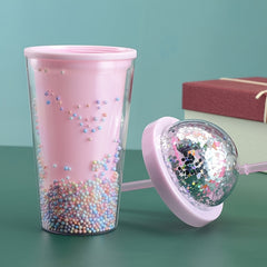 500ml Rainbow Bubble Double Layer Water Cup Large Capacity