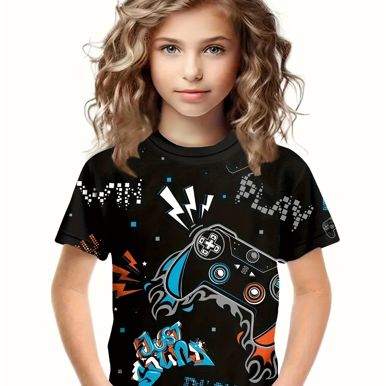 Gamepad Graphic Short Sleeve T-shirt for Kids
