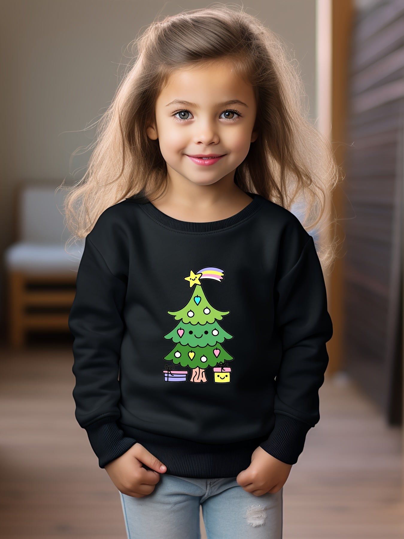 Lovely Cartoon Christmas Tree Sweatshirt Kids Clothes