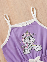 Toddler Girls Unicorn Graphic Cami Rompers Jumpsuits