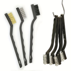 15pcs Wire Brush Set Stainless Steel Brass Nylon Curved Handle Brush Set