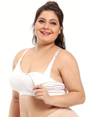 Plus Size Ruched Front Wireless Seamless Push Up Bra