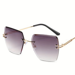 Rimless Square Sunglasses UV400 Sun Shades for Women Men