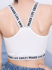 Girls Training Bra Stretchy Alphabets Sports Bralette Sleeveless Crops