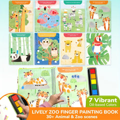 Lively Zoo Finger Painting Book 30 Scenes Washable Non Toxic Quiet Book