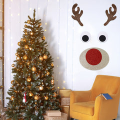 Christmas Door Stickers Felt Cloth Wall Elk Head Shape Decor