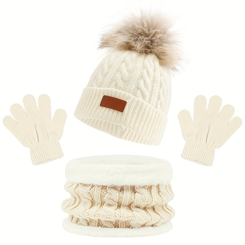 3pc Baby Hat Scarf Gloves Set for Autumn Winter