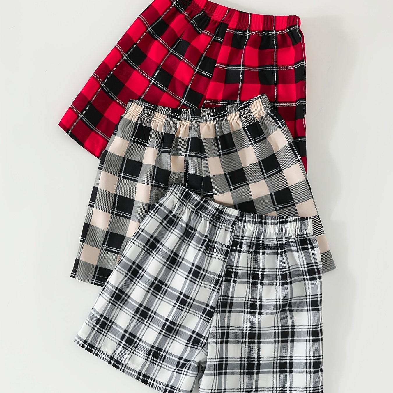Girls Plaid Elastic Waist Soft Shorts for Summer