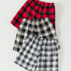 Girls Plaid Elastic Waist Soft Shorts for Summer