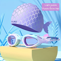 Children Swimming Goggles & Cap Set Waterproof Clear Vision for Boys and Girls