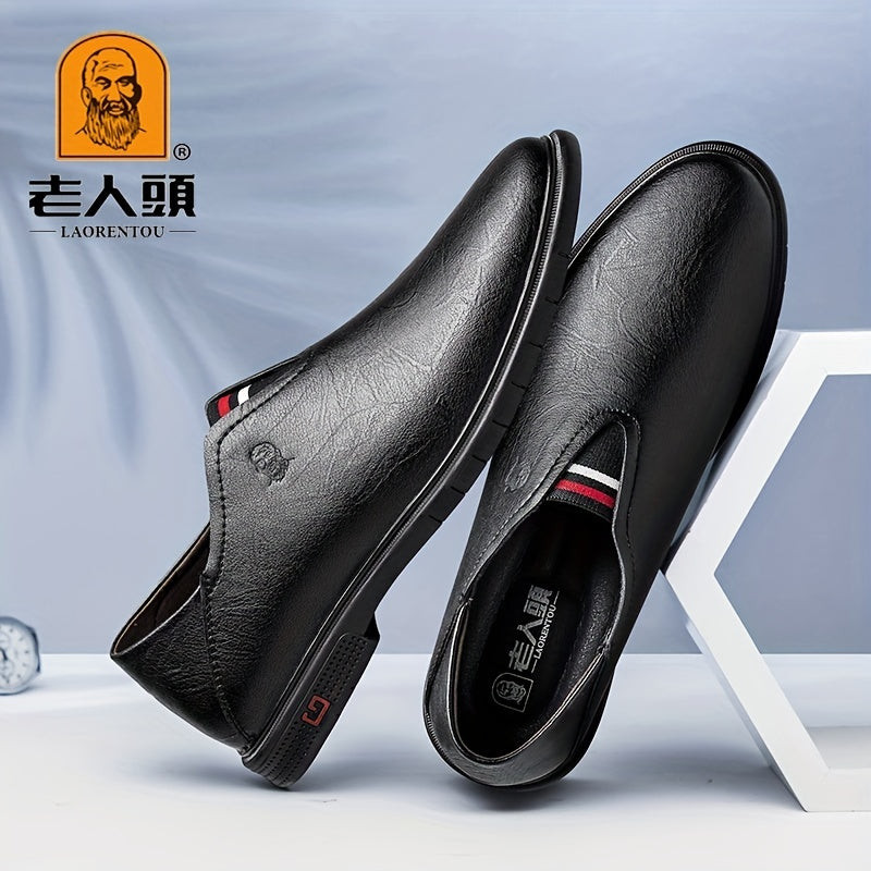 LAORENTOU Men's Leather Slip On Loafer Shoes Lightweight Soft Sole Dress Shoes