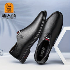 LAORENTOU Men's Leather Slip On Loafer Shoes Lightweight Soft Sole Dress Shoes