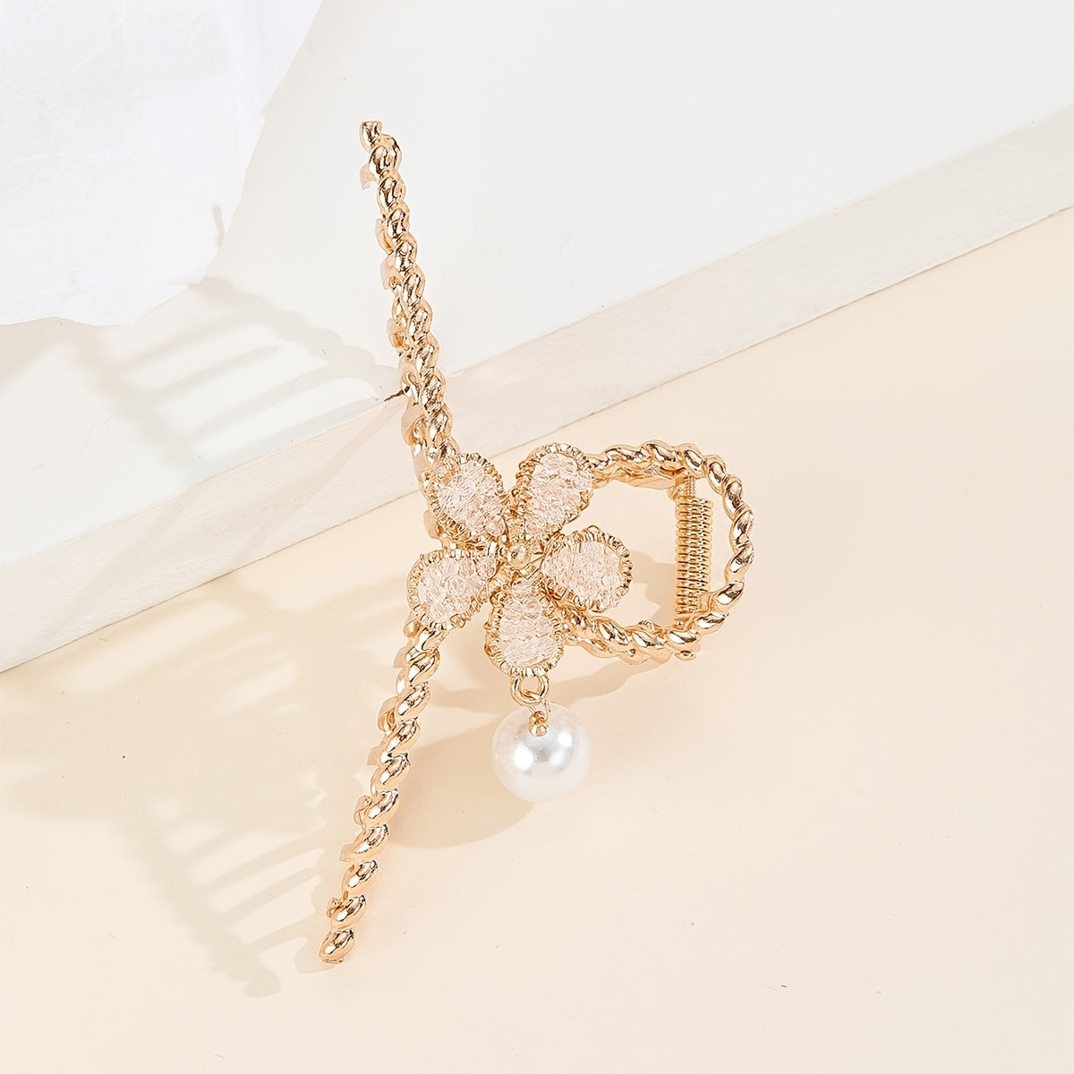 Flower Pearl Hair Claw Metal Hair Clip Strong Nonslip Hair Accessories