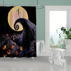Halloween Pumpkin Bathroom Shower Curtain Waterproof Hand Washable