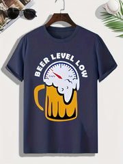 Men's Beer Level Low Comfy T-shirt for Outdoor Summer