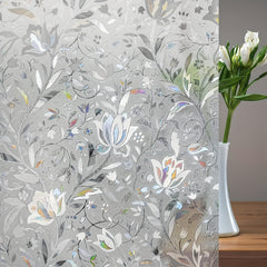 Frosted Retro Floral Tulips Privacy Glass Film Sun Protection Window Decal