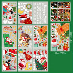 Christmas Window Stickers Set - Gingerbread Man, Santa Claus, Tree, Deer, Cat