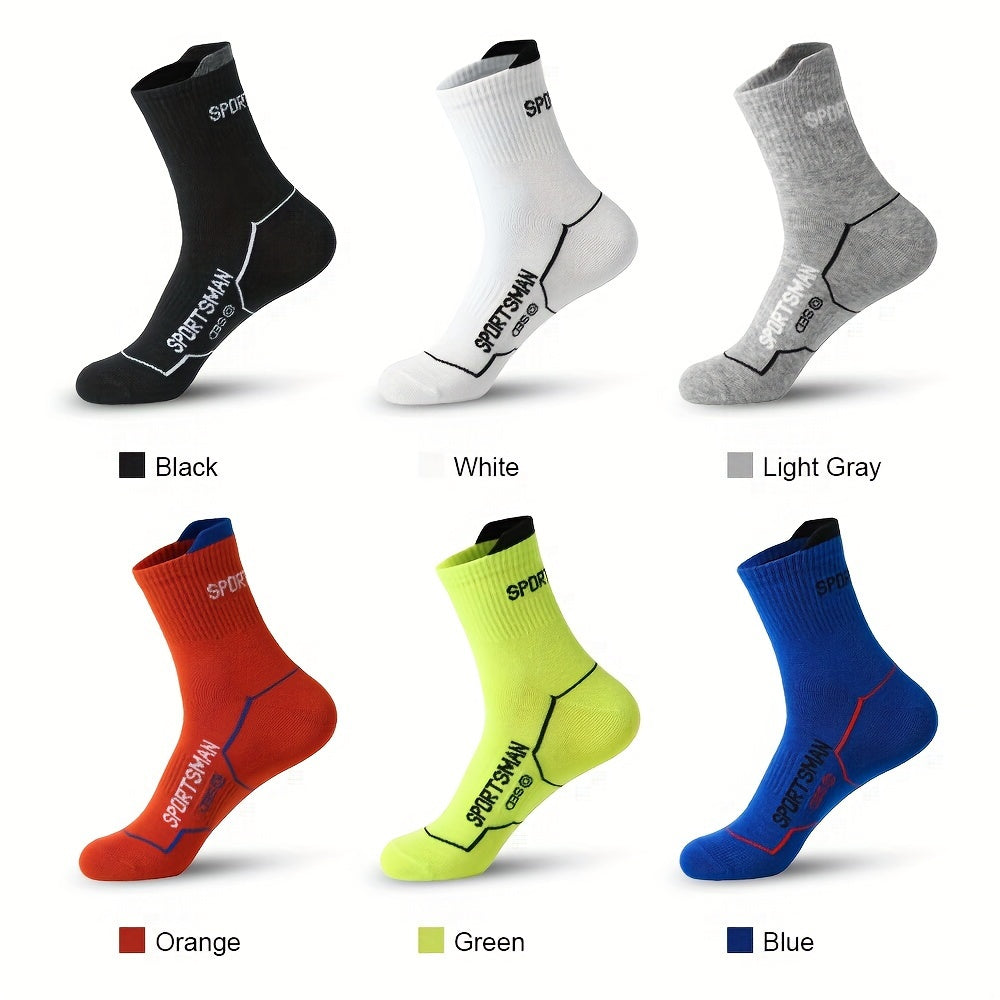 Men's Mid Calf Sports Socks for Running Cycling Fitness Basketball