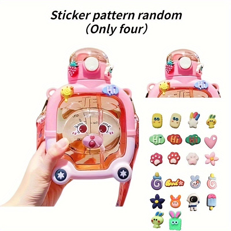 1000ml Cartoon Water Kettle Portable Double Drink Water Cup with 4 Random Stick