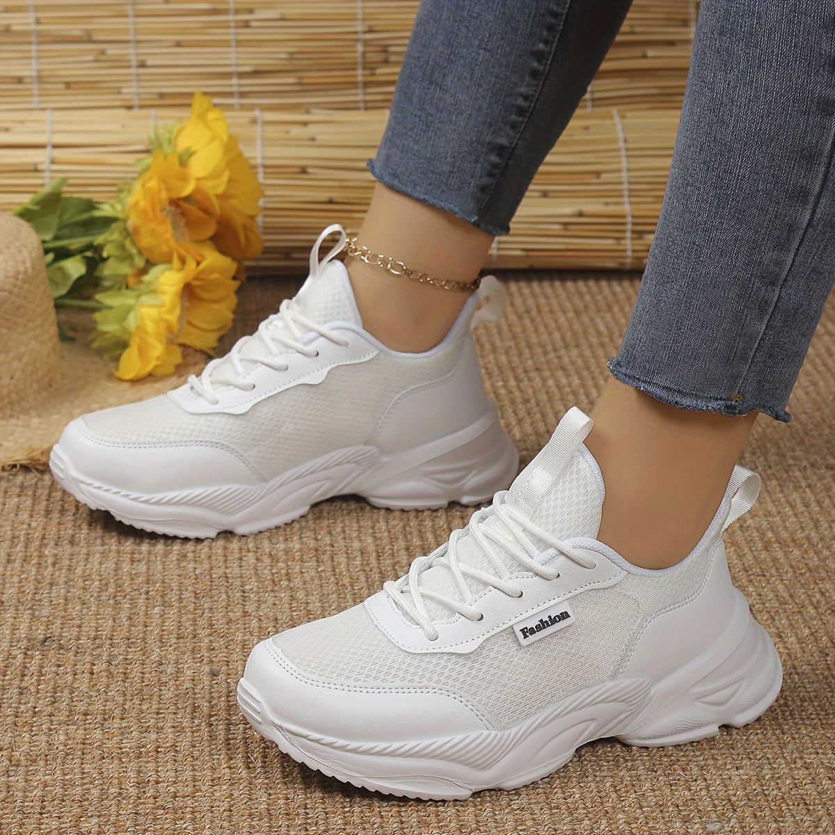 Women's Mesh Running Shoes Lightweight Chunky Sneakers Soft Sole Shockproof