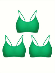 3pcs Ribbed Wireless Bras Breathable Stretch Bra Women's Lingerie & Underwear