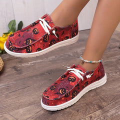 Halloween Pumpkin Pattern Canvas Slip On Shoes Mama Shoes
