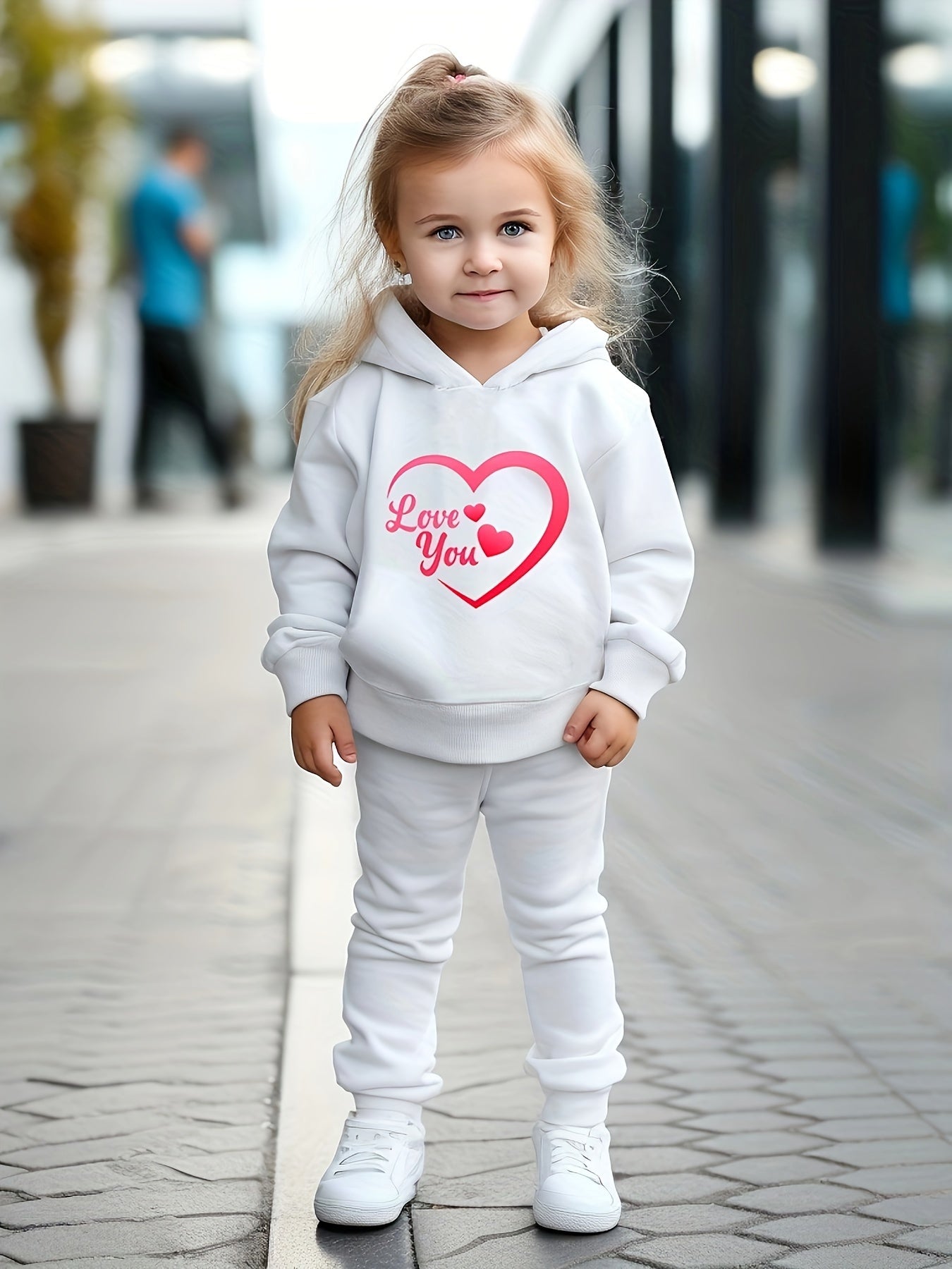 OERYUI Heart Print Hoodies Jogger Pants Set Girls 2pcs Sports Spring Outfits