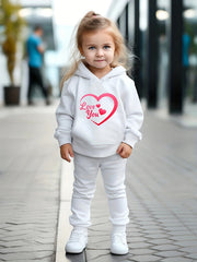 OERYUI Heart Print Hoodies Jogger Pants Set Girls 2pcs Sports Spring Outfits