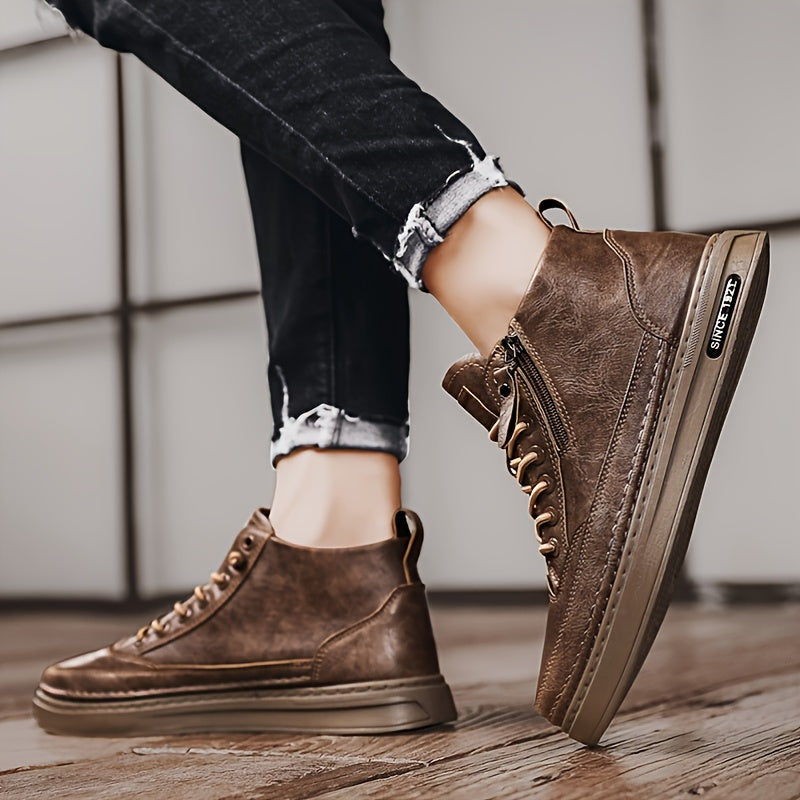 Men's Zipper Boots Retro Style Comfortable