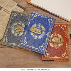 Retro Floral Pattern Password Lock Diary Student Notebook
