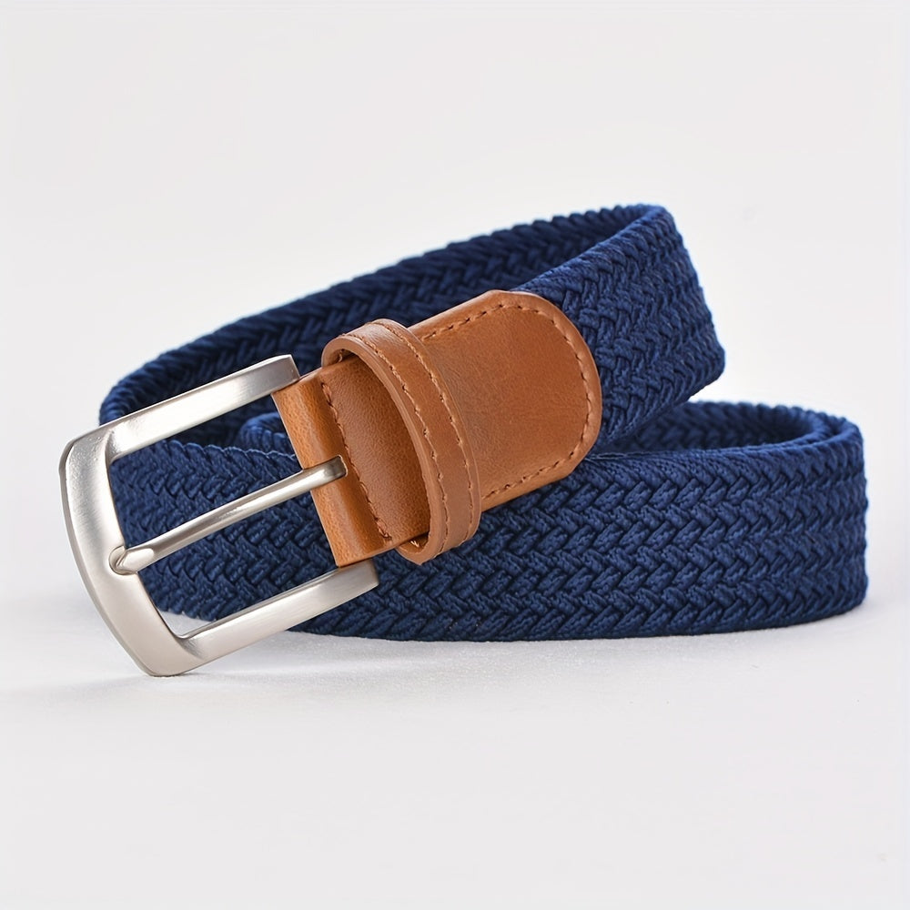 Unisex Elastic Leather Belt Men s Stretch Woven Braided Belt
