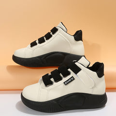 Women's Platform Sports Shoes Hook & Loop Strap Mid Top Casual Non Slip Sneakers