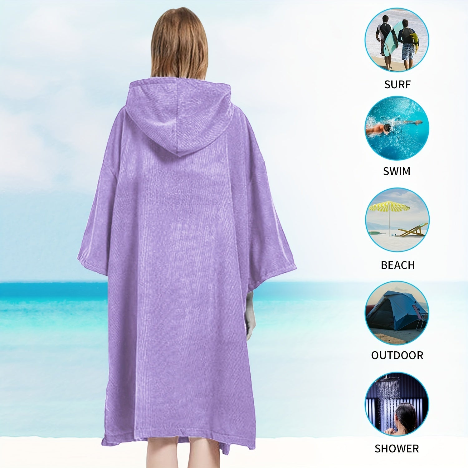 Microfiber Hooded Towel Soft Beach Wrap with Pocket