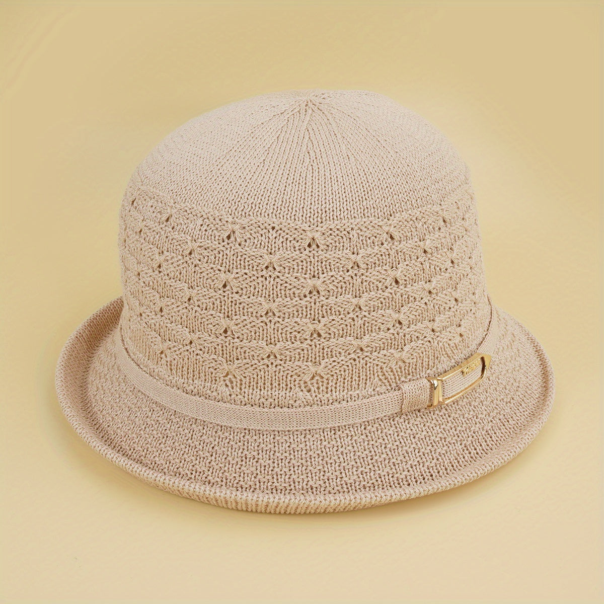 French Crochet Bucket Hat Solid Women Fedora Cap Sun Hat
