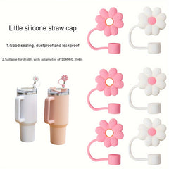 Flower Shaped Silicone Straw Cover Reusable Stopper Dustproof Leakproof Plugs