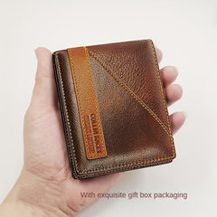 Men's Leather Bifold Wallet ID Window Birthday Gift