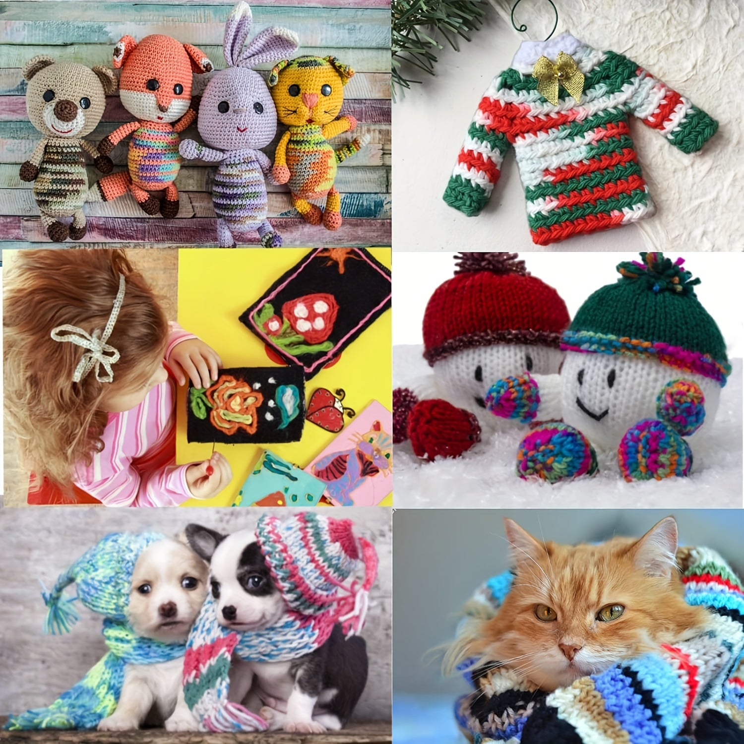 6pcs Beginner Crochet Yarn Easy to See Stitch Unisex Hand Knitting