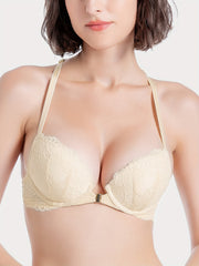 Lace Plunge Push Up Bra Front Buckle Women's Lingerie