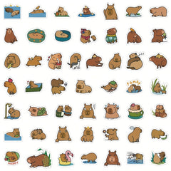 50 Funny Capybara Vinyl Waterproof Stickers for Laptop Phone Skateboard