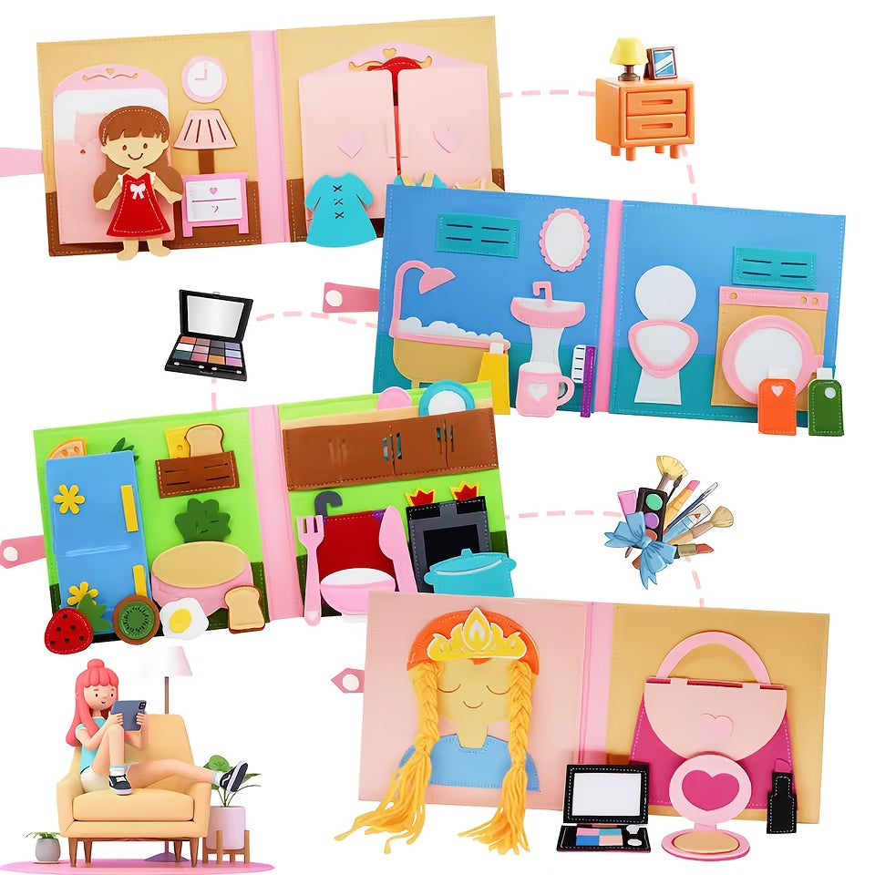 DIY Felt Quiet Book 3D Activities Cloth Story Book Preschool Learning Education