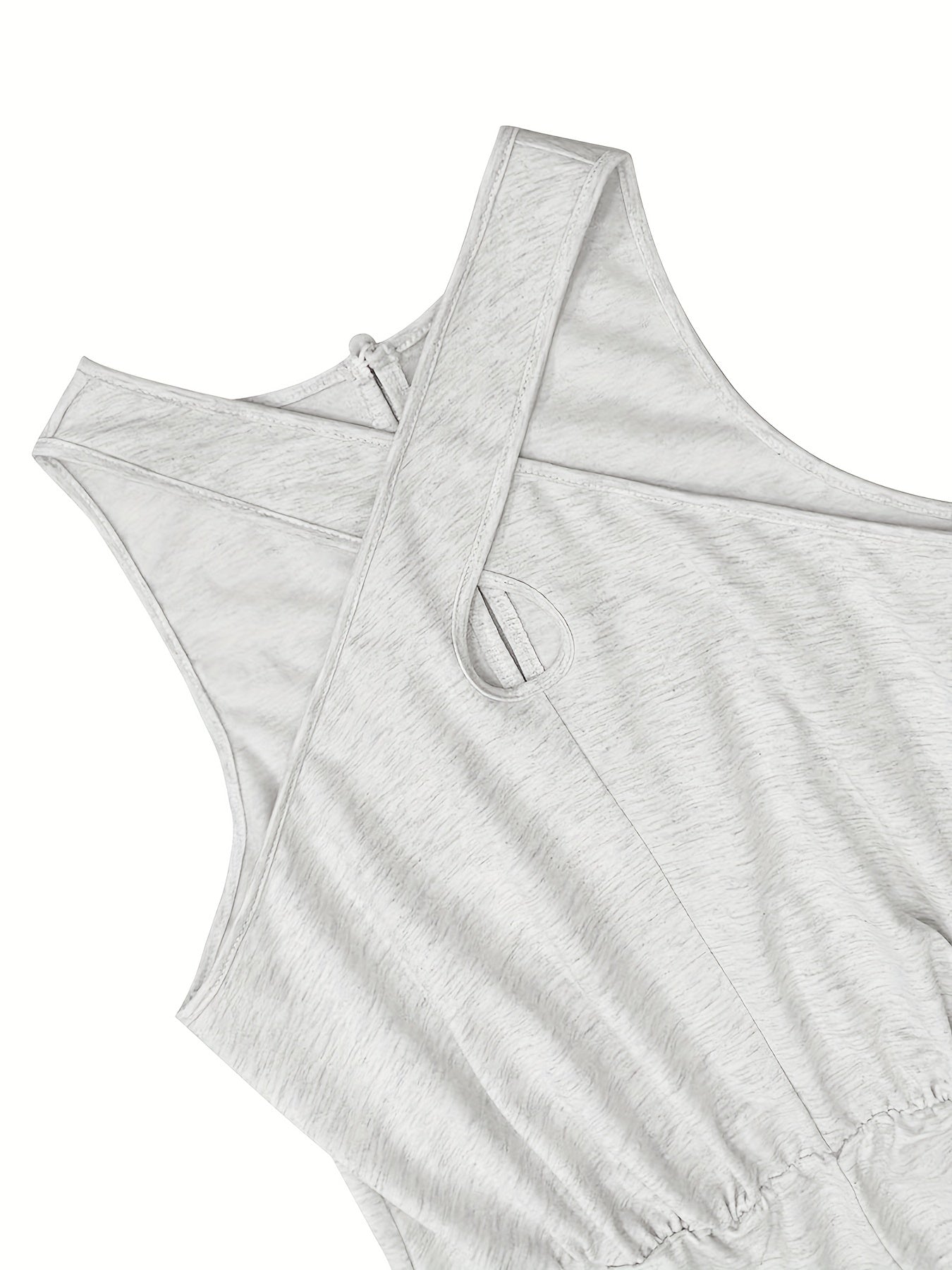 Cross Neck Zip Up Romper with Pockets