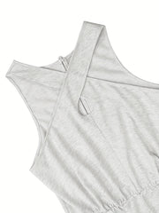 Cross Neck Zip Up Romper with Pockets